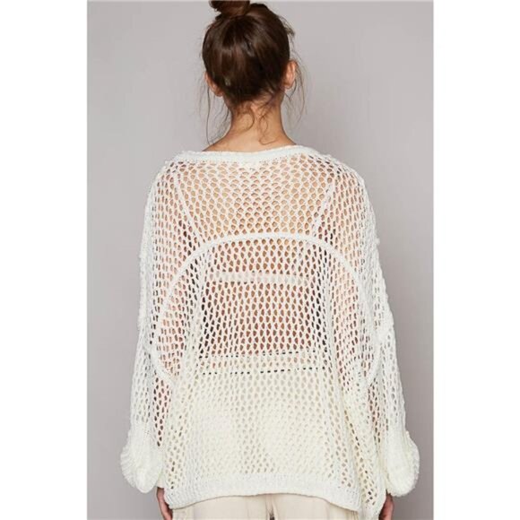 POL Openwork Long Sleeve Knit Cover Up - Picture 2 of 4